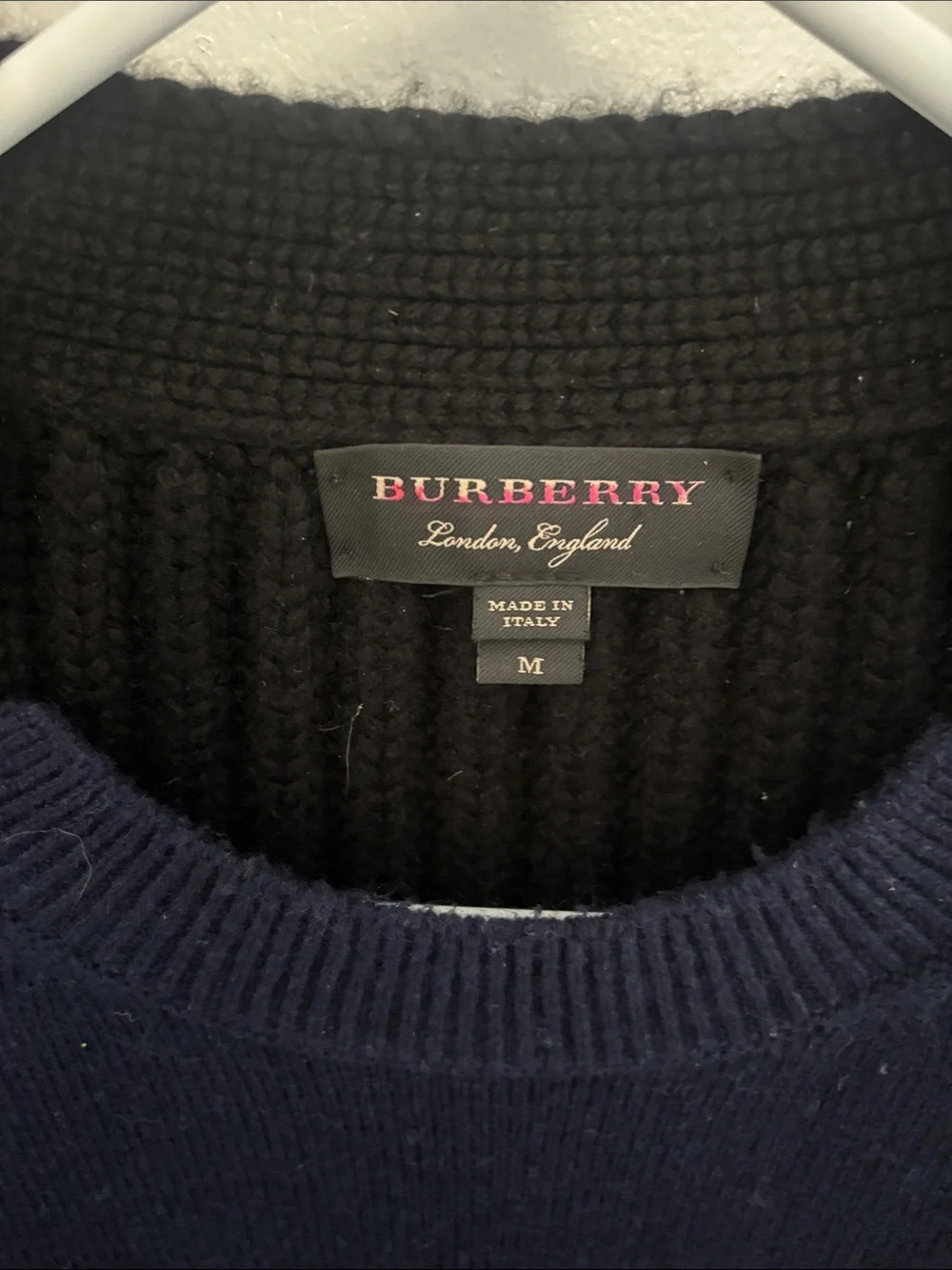 Burberry Navy and Black Men’s Crewneck Sweater